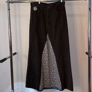 Levi’s Gray Corduroy Upcycled Hippie Maxi Skirt Vintage White Tab Festival
